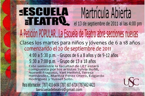 Matrícula Abierta en La Escuela Teatro