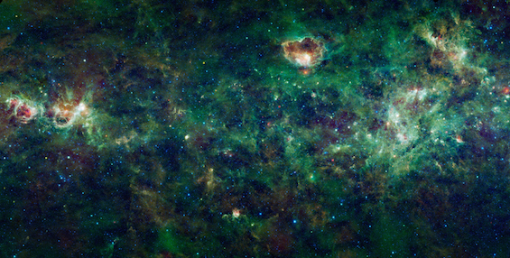 This enormous section of the Milky Way galaxy is a mosaic of images from NASA's Wide-field Infrared Survey Explorer, or WISE. The constellations Cassiopeia and Cepheus are featured in this 1,000-square degree expanse.