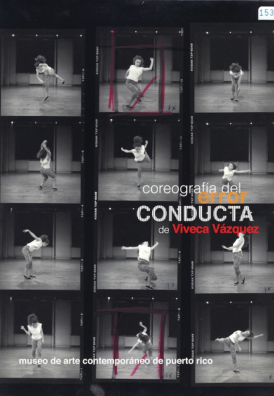 Portada del catálogo "Coreografía del error: CONDUCTA de Viveca Vázquez" publicado por el MAC, 2013