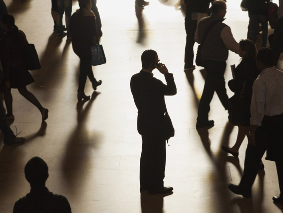 A man stands in Grand Central Terminal, as passengers face limited train service on New Haven Line between Stamford Station and Grand Central Terminal due to Con Edison power problem in New York