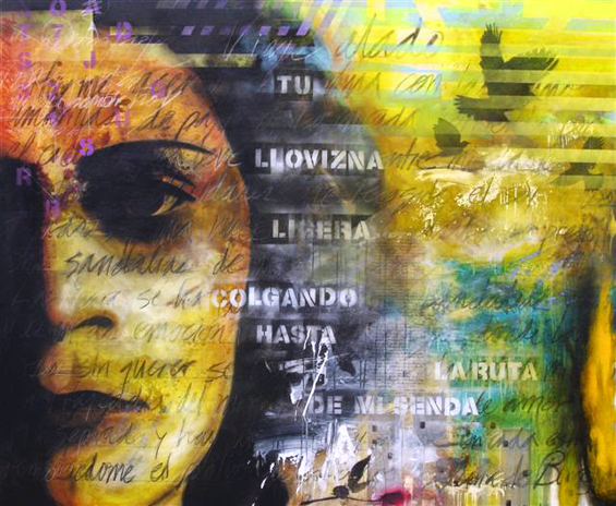 Ricardo Avalo - Versos en vuelo - Homenaje a Julia de Burgos - Medio Mixto sobre lienzo - 60 x 72 @ 2012