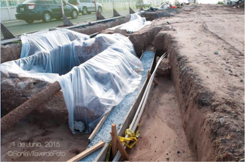 Construcción sobre yacimiento arqueológico en Paseo Lineal.