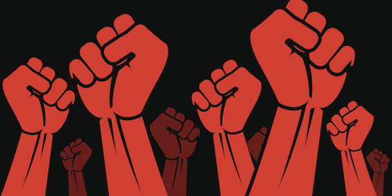 Clenched fist held in protest