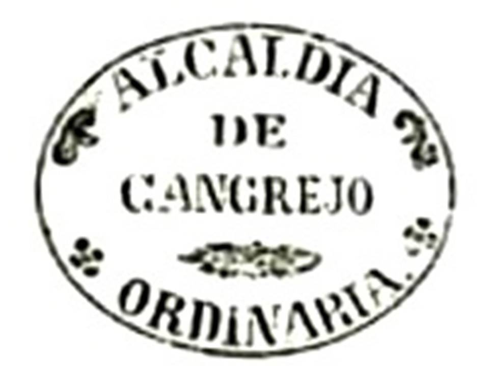 Sello oficial antiguo que lee 'Alcaldía de Cangrejo, Sesión Ordinaria'