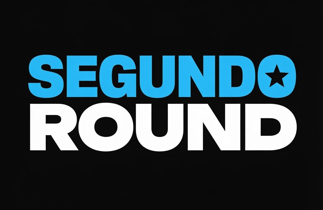 Texto en pantalla negra que lee 'SEGUNDO ROUND' en letras azules y blancas