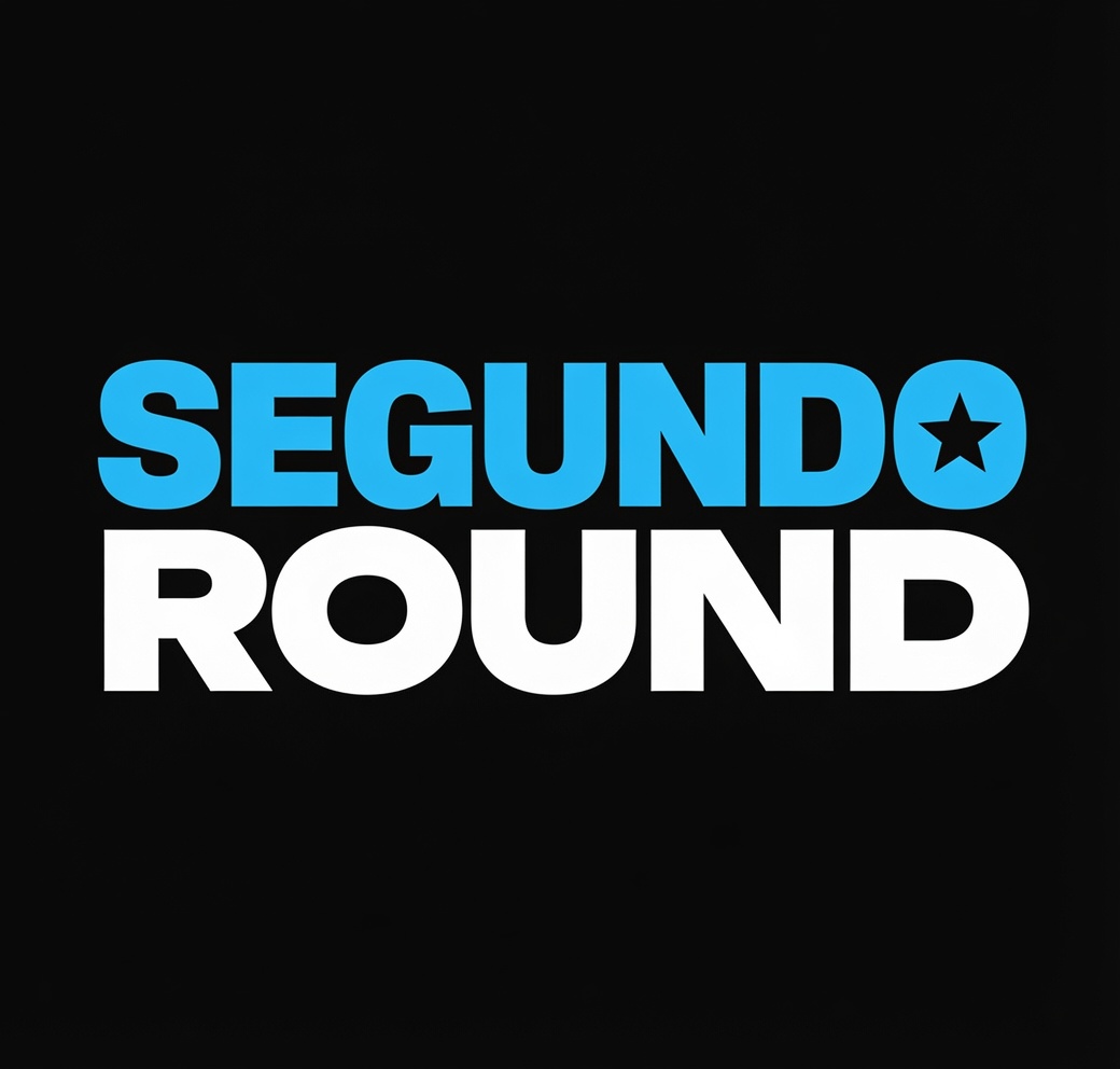 Texto en pantalla negra que lee 'SEGUNDO ROUND' en letras azules y blancas