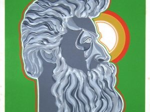 Cartel ilustrado de 1974 con el busto de Ramón Emeterio Betances y el texto 'Betances, Padre de la Facultad de Ciencias Sociales, UPR, mayo 1974'
